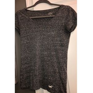 grey/white, v-neck, very comfortable. tight fit